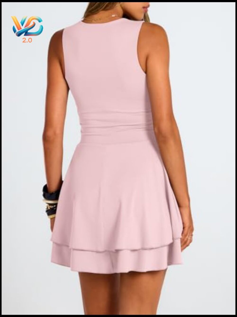 Square Neck Ruffle Hem Ruched Waist Mini Dress Club Night Out - Picture 4 of 7